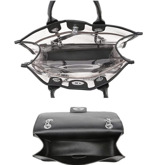 Large Clear Tote Bag Set Black - Picture 5 of 6